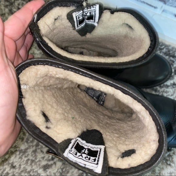Frye engineer black boots shearling 8.5 - Picture 5 of 8
